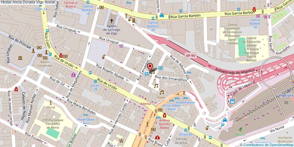 mapa Hostal Ancla Dorada hostal Vigo