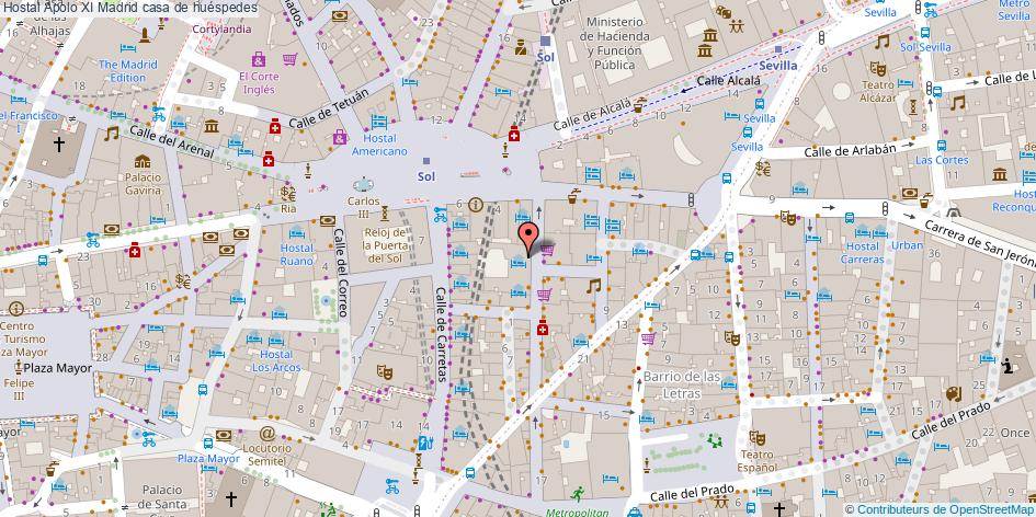mapa Hostal Apolo XI casa de huéspedes Madrid