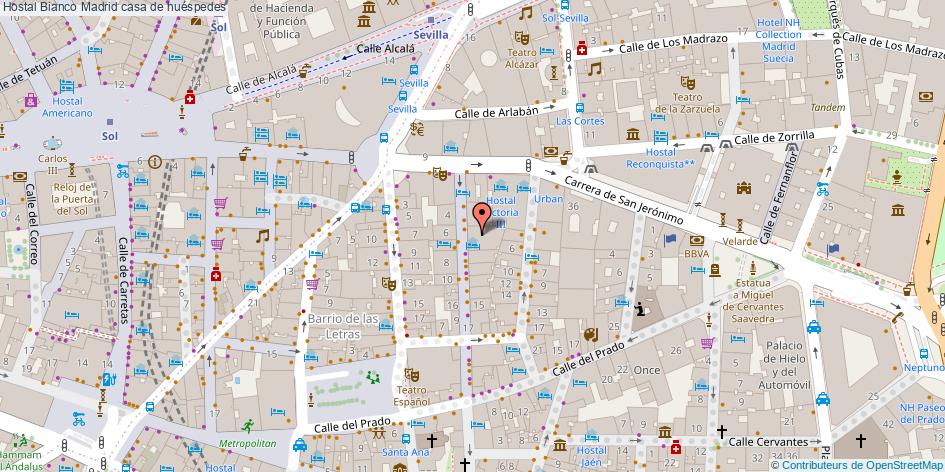 mapa Hostal Bianco casa de huéspedes Madrid