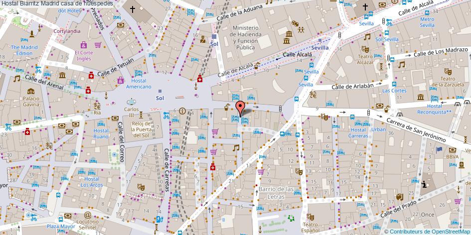 mapa Hostal Biarritz casa de huéspedes Madrid