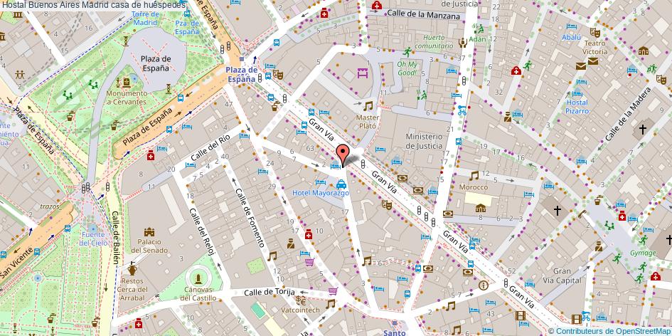 mapa Hostal Buenos Aires casa de huéspedes Madrid