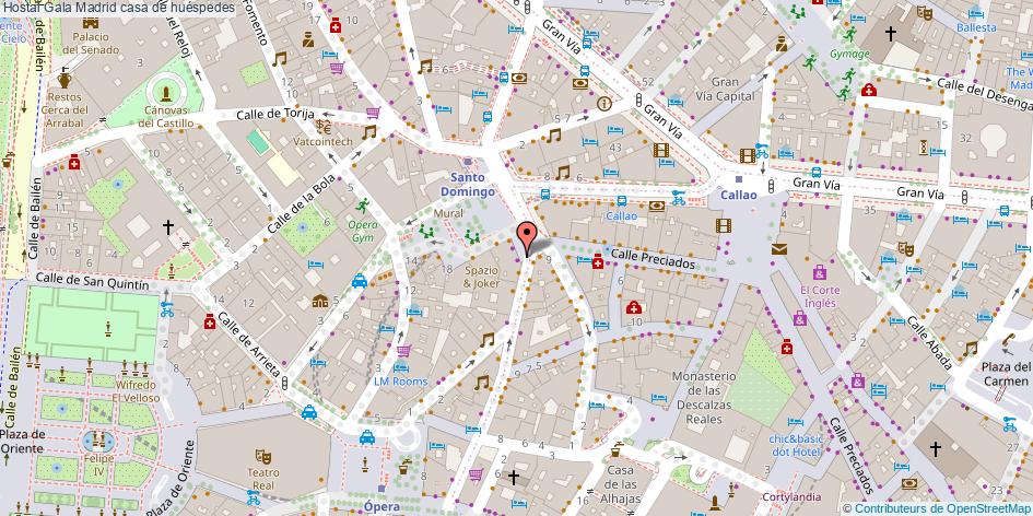 mapa Hostal Gala casa de huéspedes Madrid