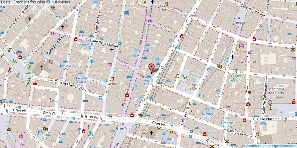 mapa Hostal Greco casa de huéspedes Madrid