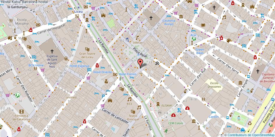 mapa Hostal Kabul hostal Barcelona