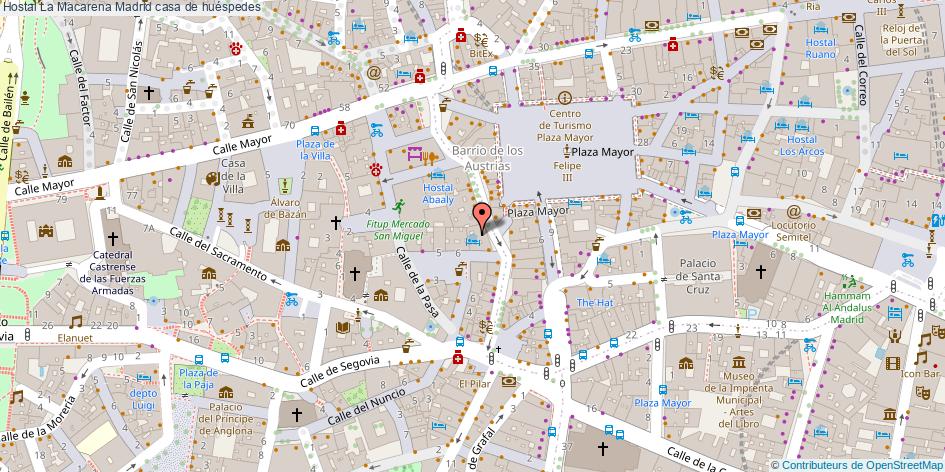 mapa Hostal La Macarena casa de huéspedes Madrid