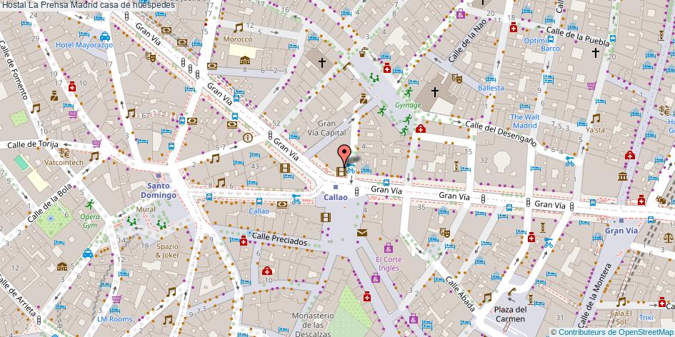 mapa Hostal La Prensa casa de huéspedes Madrid