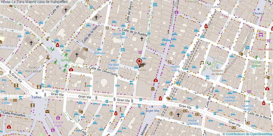 mapa Hostal La Zona casa de huéspedes Madrid