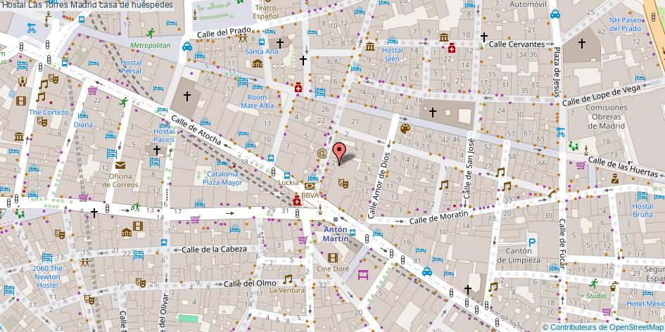 mapa Hostal Las Torres casa de huéspedes Madrid