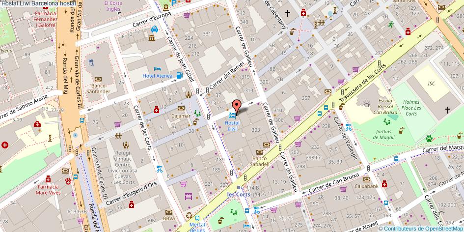 mapa Hostal Liwi hostal Barcelona