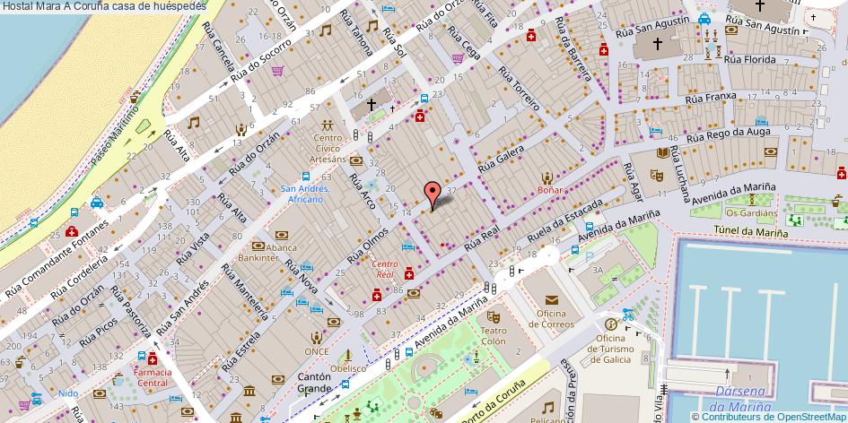 mapa Hostal Mara casa de huéspedes A Coruña