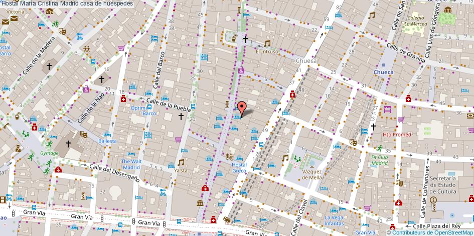 mapa Hostal María Cristina casa de huéspedes Madrid