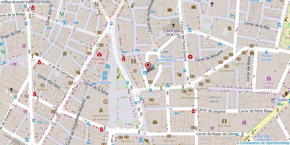 mapa Hostal Moratin hostal València