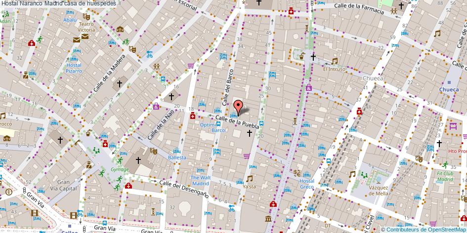 mapa Hostal Naranco casa de huéspedes Madrid