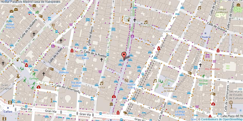 mapa Hostal Palacios casa de huéspedes Madrid