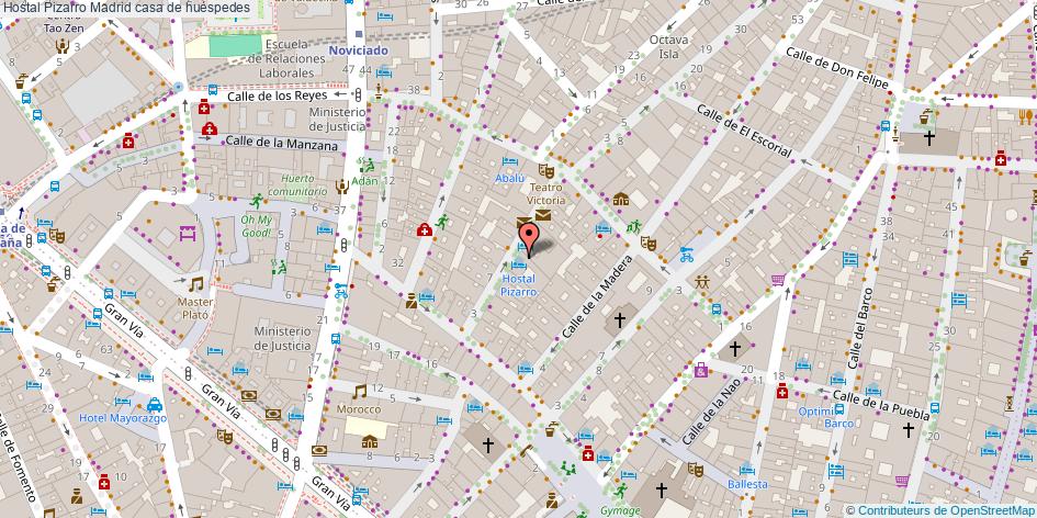 mapa Hostal Pizarro casa de huéspedes Madrid