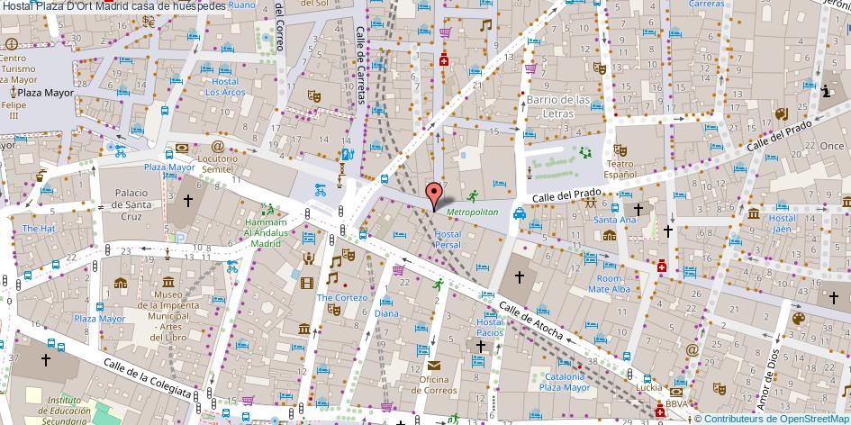 mapa Hostal Plaza D'Ort casa de huéspedes Madrid