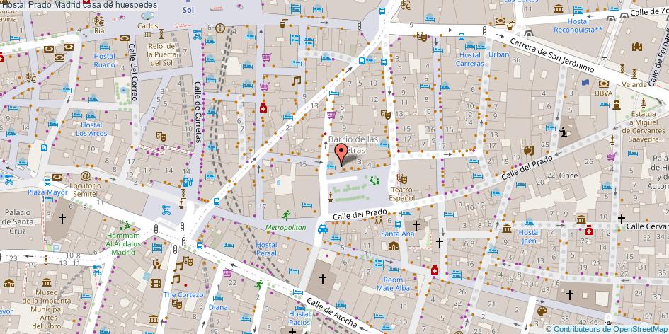 mapa Hostal Prado casa de huéspedes Madrid