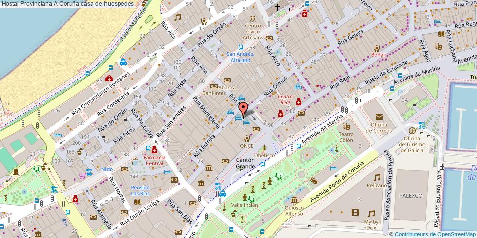 mapa Hostal Provinciana casa de huéspedes A Coruña