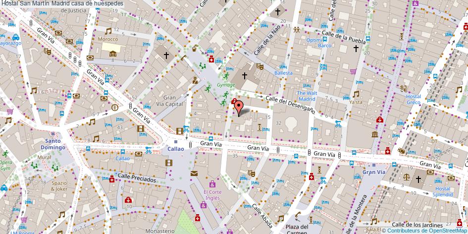 mapa Hostal San Martín casa de huéspedes Madrid