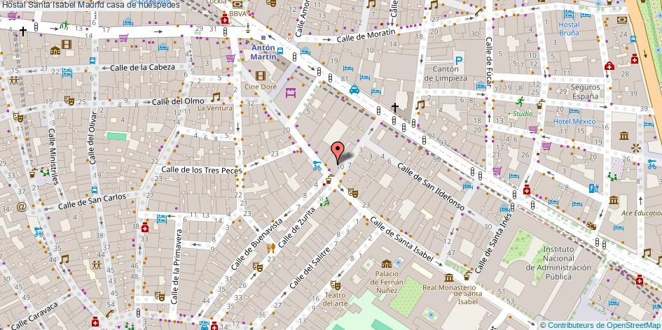 mapa Hostal Santa Isabel casa de huéspedes Madrid
