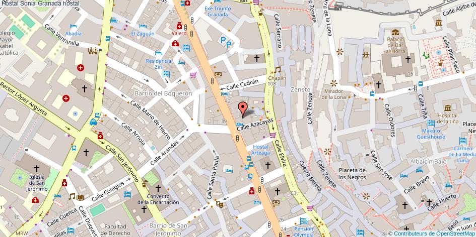 mapa Hostal Sonia hostal Granada