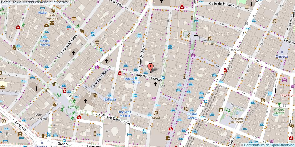 mapa Hostal Tokio casa de huéspedes Madrid