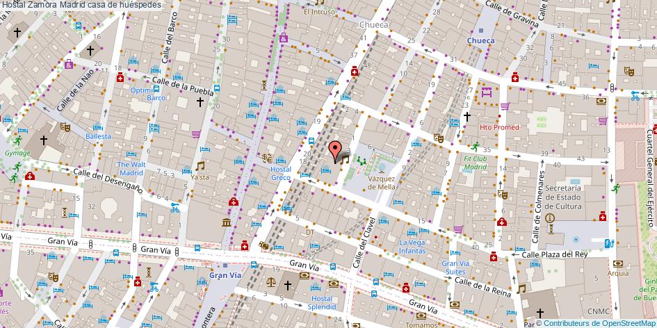 mapa Hostal Zamora casa de huéspedes Madrid