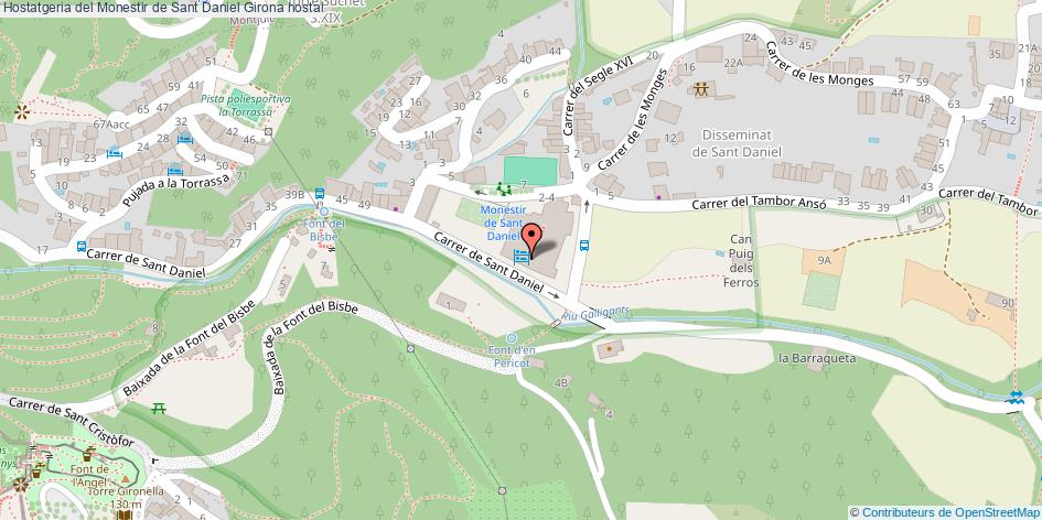 mapa Hostatgeria del Monestir de Sant Daniel hostal Girona
