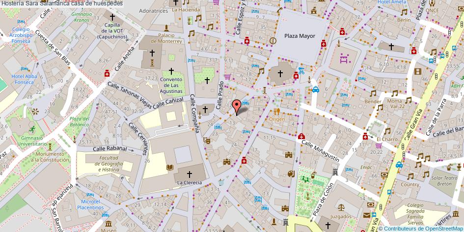 mapa Hostería Sara casa de huéspedes Salamanca