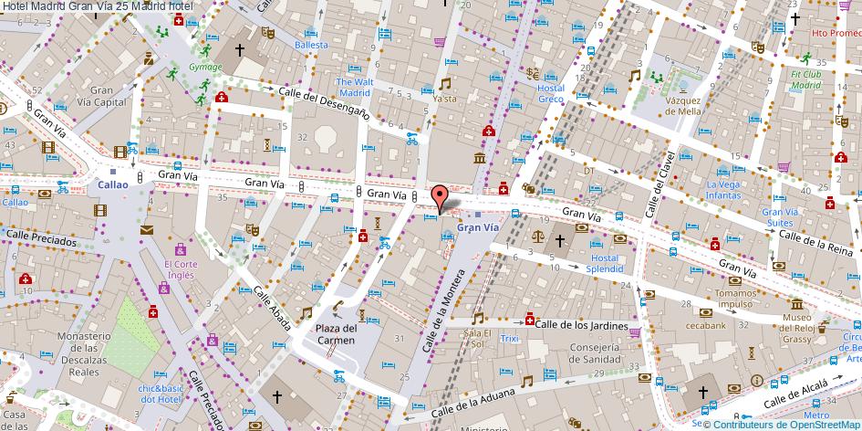 mapa Hotel Madrid Gran Vía 25 hotel Madrid