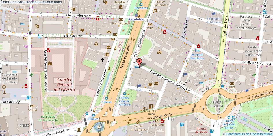 mapa Hotel One Shot Recoletos hotel Madrid
