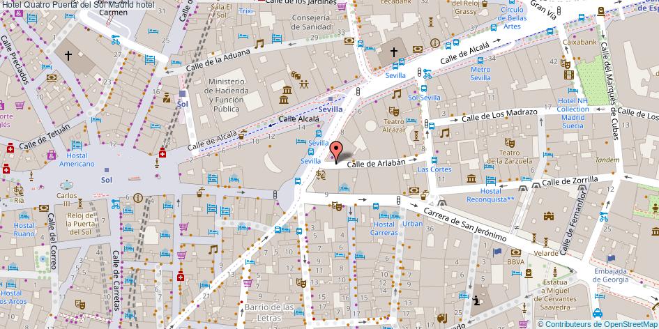 mapa Hotel Quatro Puerta del Sol hotel Madrid