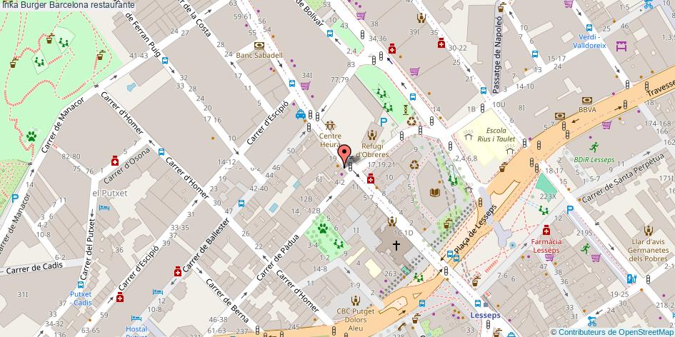 mapa Inka Burger restaurante Barcelona