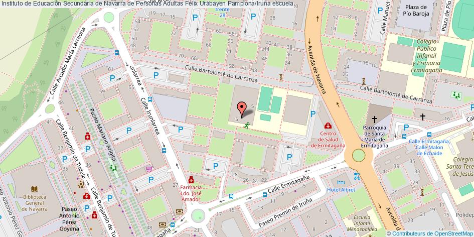 mapa Instituto de Educación Secundaria de Navarra de Personas Adultas Félix Urabayen escuela Pamplona/Iruña