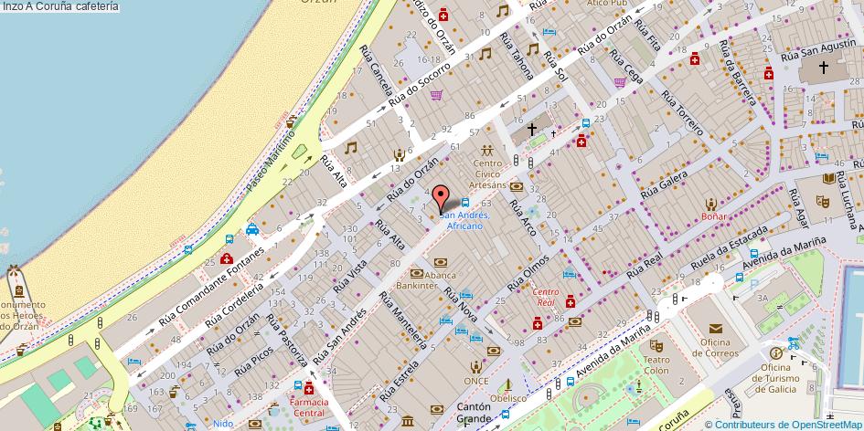 mapa Inzo cafetería A Coruña