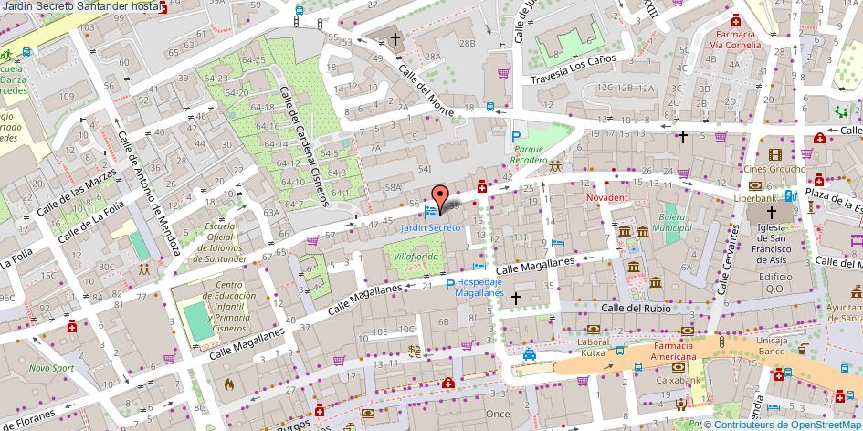 mapa Jardin Secreto hostal Santander