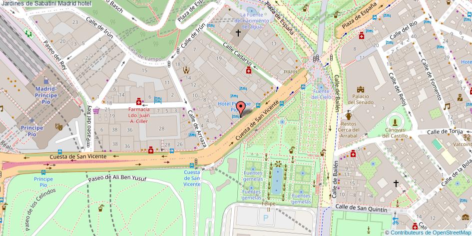 mapa Jardines de Sabatini hotel Madrid