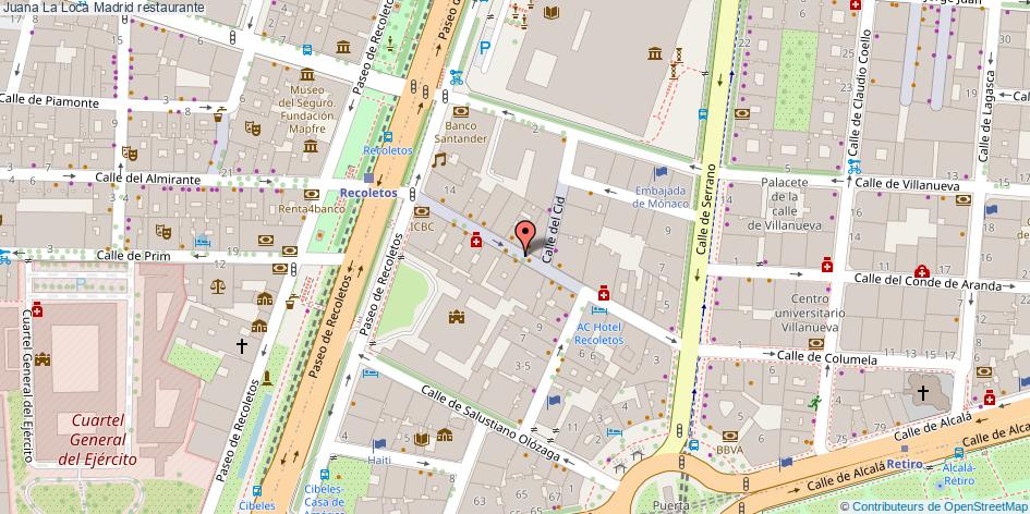 mapa Juana La Loca restaurante Madrid