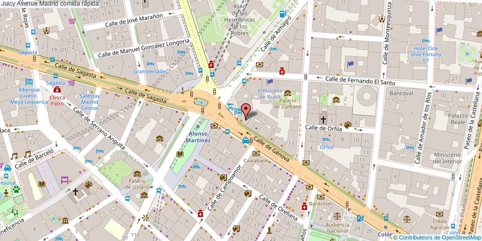 mapa Juicy Avenue comida rápida Madrid