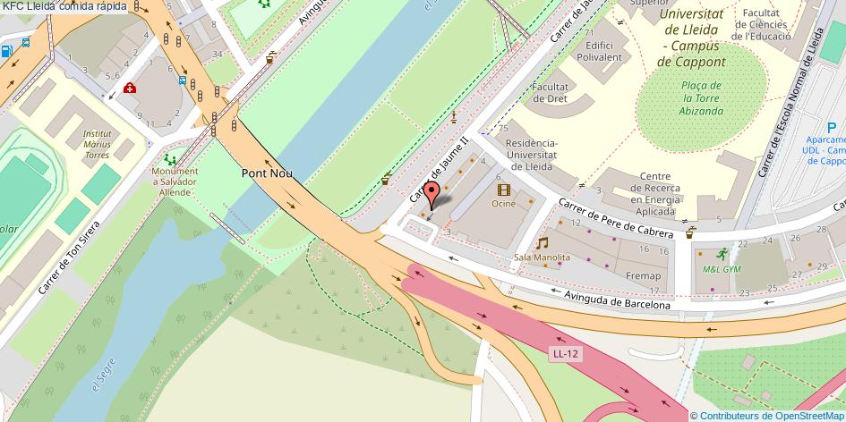 mapa KFC comida rápida Lleida