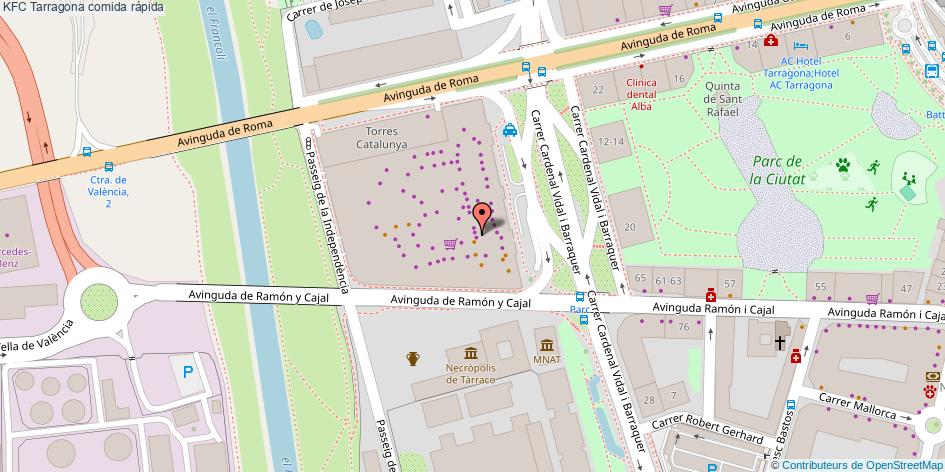 mapa KFC comida rápida Tarragona