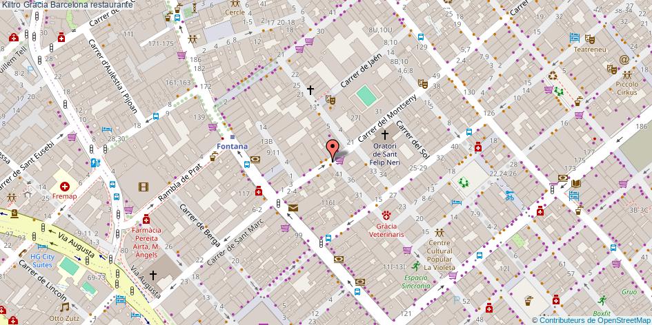 mapa Kiltro Gràcia restaurante Barcelona