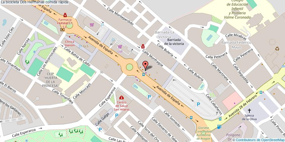 mapa La bicicleta comida rápida Dos Hermanas