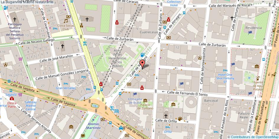 mapa La Buganvilla restaurante Madrid