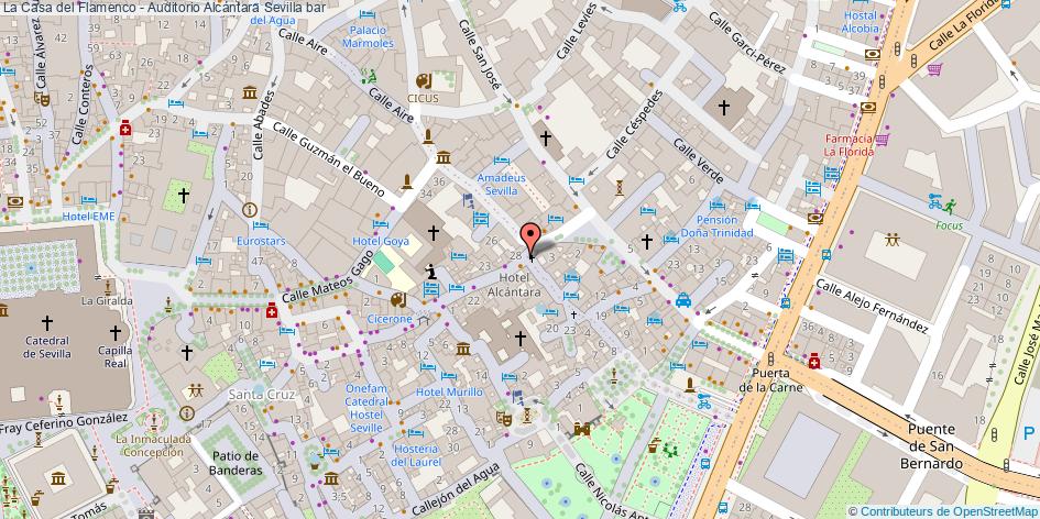 mapa La Casa del Flamenco - Auditorio Alcántara bar Sevilla