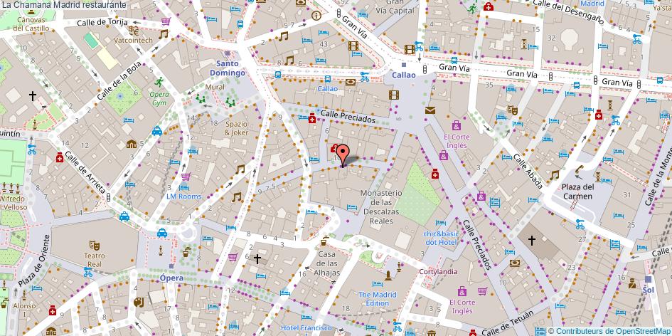 mapa La Chamana restaurante Madrid