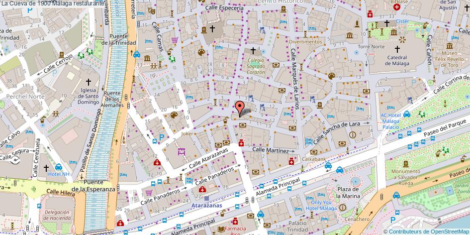 mapa La Cueva de 1900 restaurante Málaga