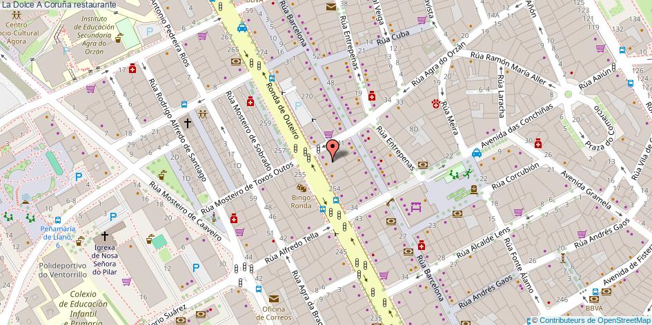 mapa La Dolce restaurante A Coruña