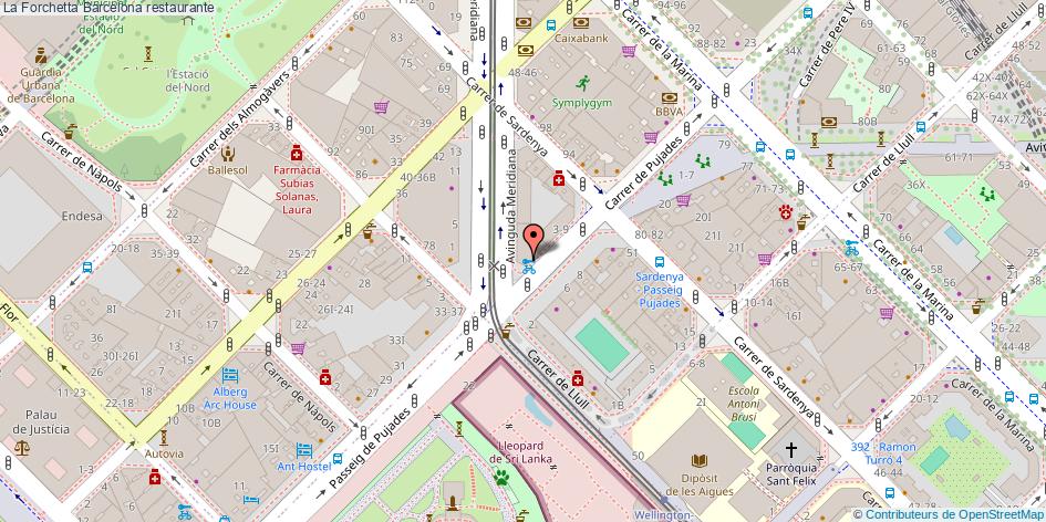 mapa La Forchetta restaurante Barcelona