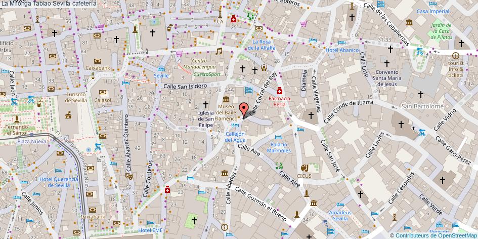 mapa La Milonga Tablao cafetería Sevilla